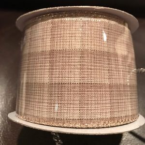 2.5” W Light Brown Plaid Motif Ribbon.